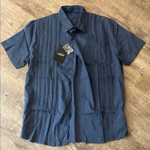 Collared Navy Blue Short Sleeve Shirt